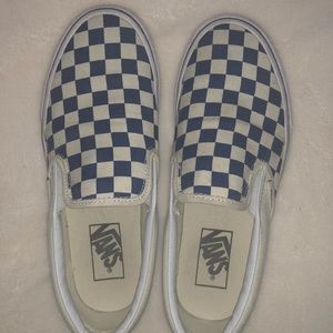 Blue checkerboard slip-on